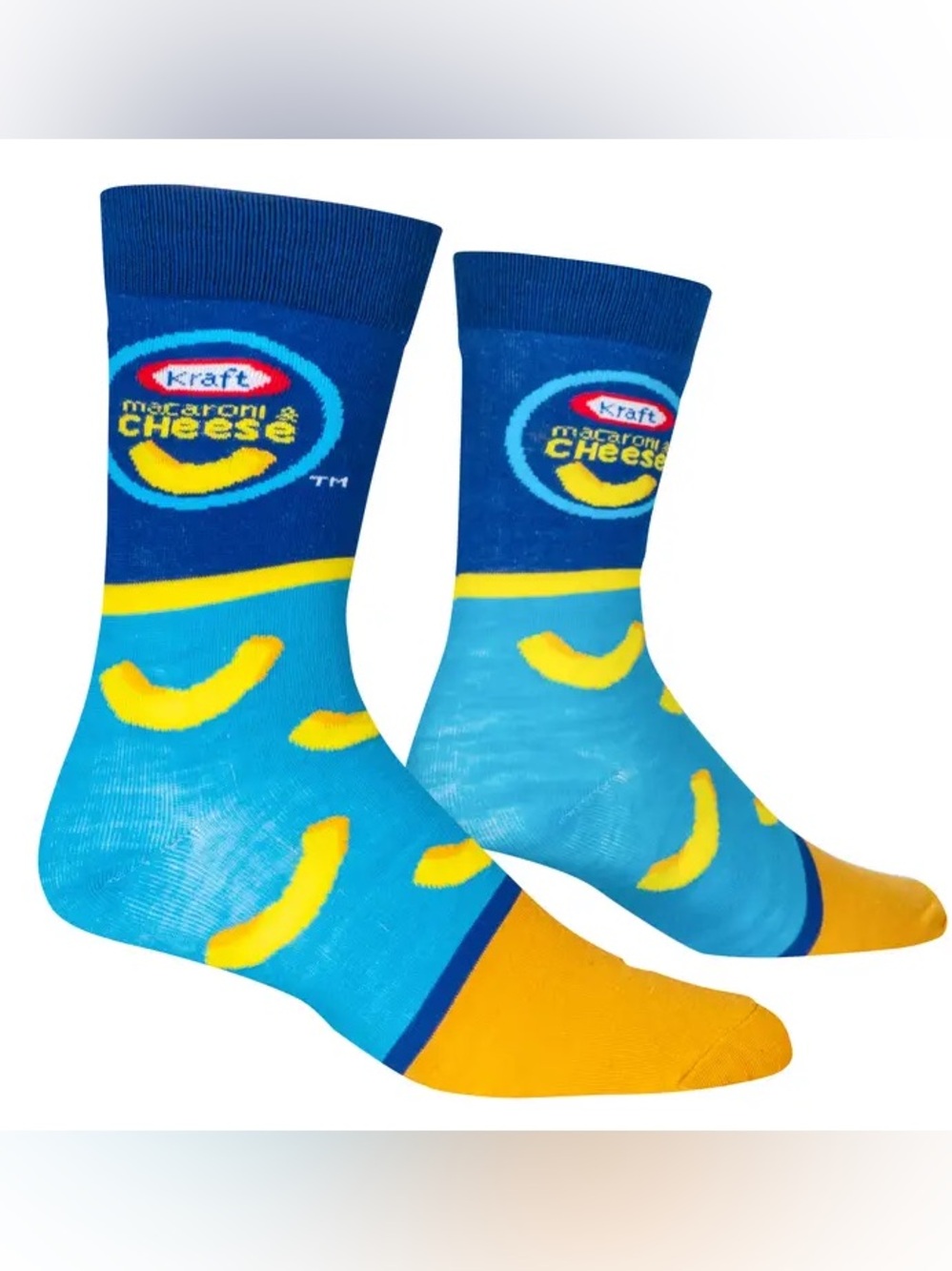 Mac & Cheese Smiley Face Novelty Crew Socks Men’s 6–12 NWT